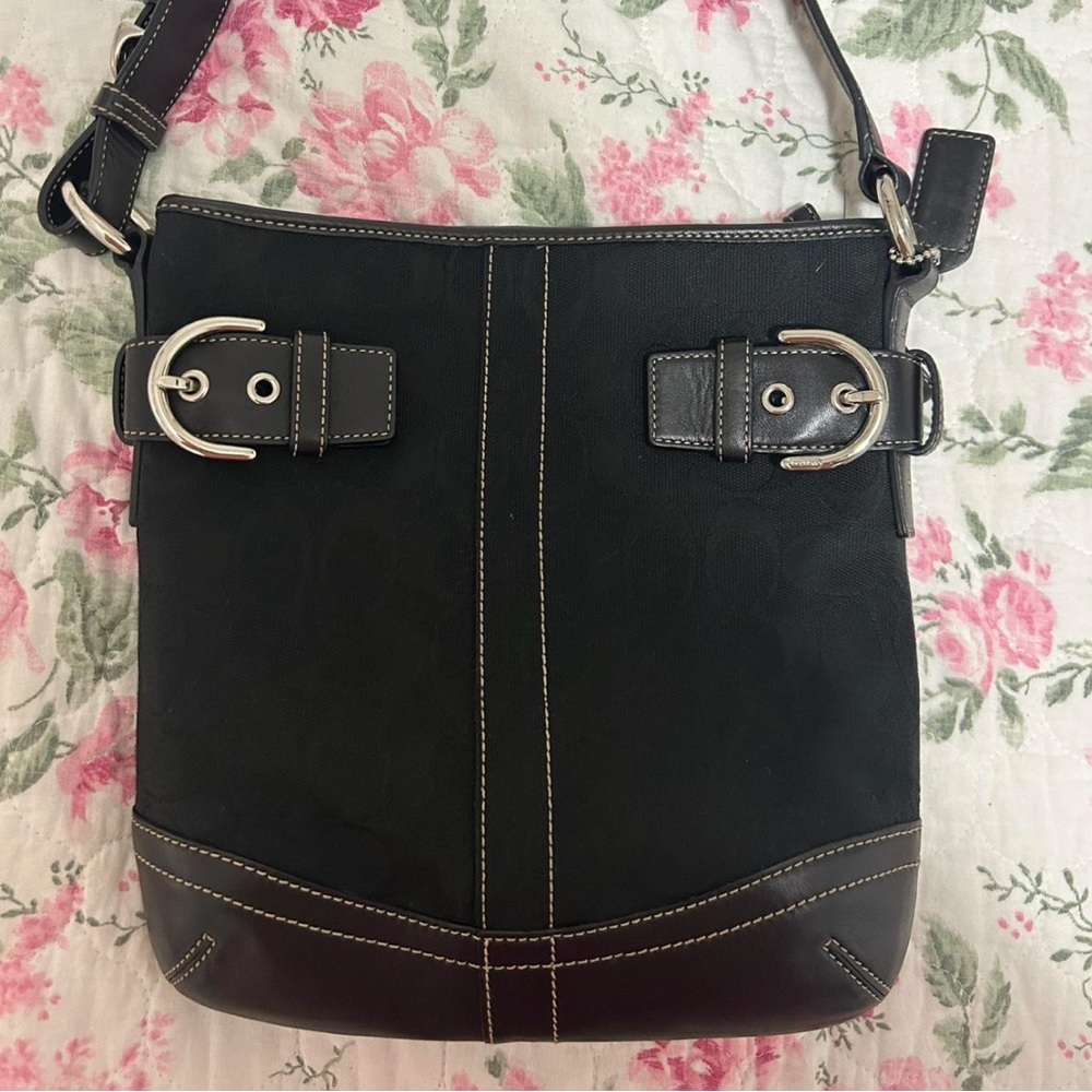 Coach Black Shoulder Bag with Silver Accents